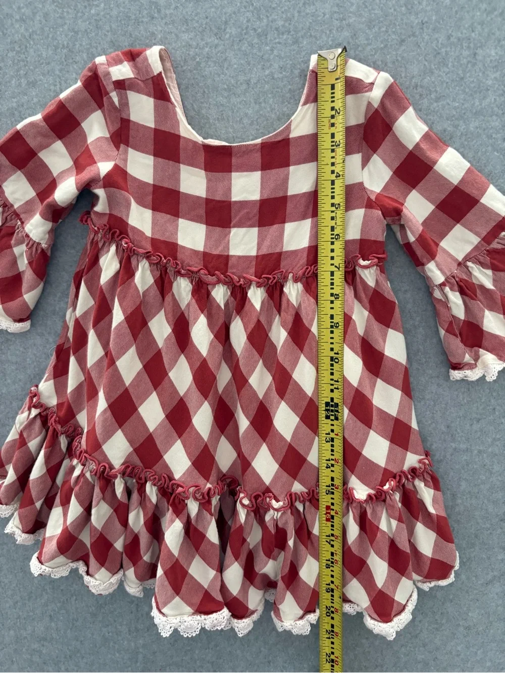 Matilda Jane Red Gingham Ruffle Lace Cottagecore Kassidy Dress Girls Size 4